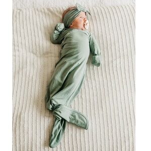 Copper Pearl knotted Newborn Baby Gown, Color Briar